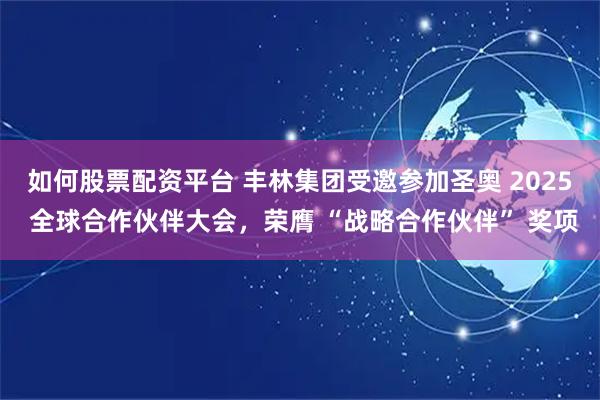 如何股票配资平台 丰林集团受邀参加圣奥 2025 全球合作伙伴大会,荣膺 “战略合作伙伴” 奖项
