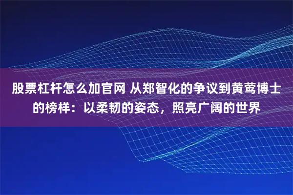 股票杠杆怎么加官网 从郑智化的争议到黄莺博士的榜样:以柔韧的姿态,照亮广阔的世界